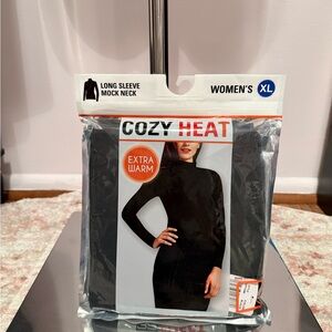 Women's Black Long Sleeve Mock Neck Top